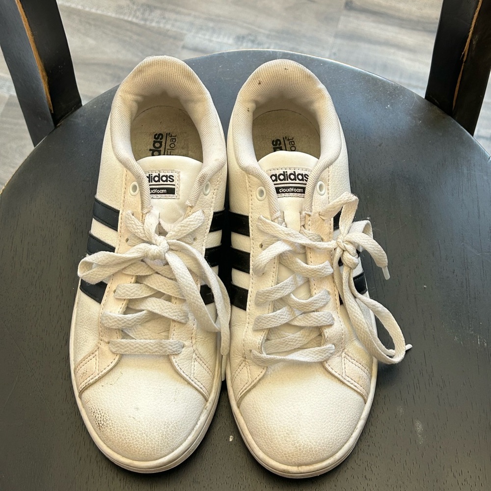 Adidas Classic White Sneakers with Black Stripes